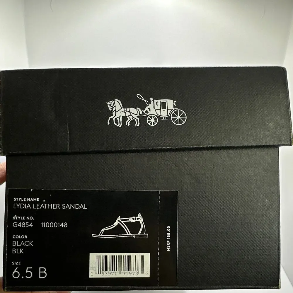 NIB COACH Shoulder Lydia Sandals Black Leather Size 6.5B - Picture 8 of 8